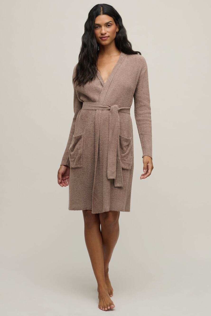Barefoot Dreams Cozy Chic Lite Ribbed Bamboo Robe Sable Taupe Size 1 small/med